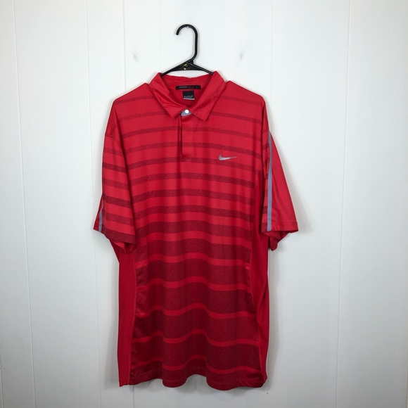 Tiger Woods Nike Dri-Fit Red Striped Golf Polo Sz XL - Picture 2 of 12